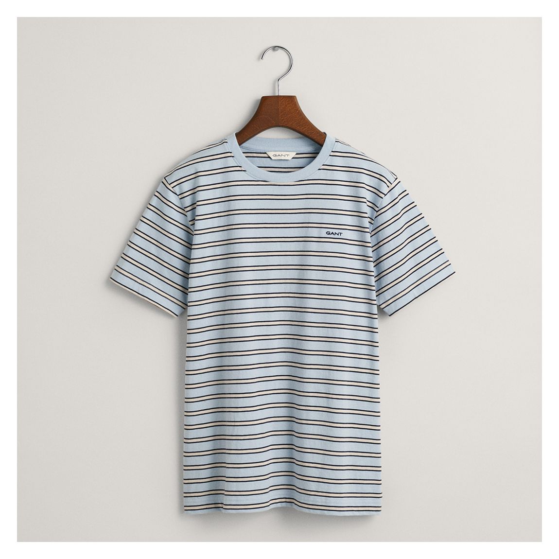 Powder Blue Striped Short Sleeve T-Shirt main product photo
