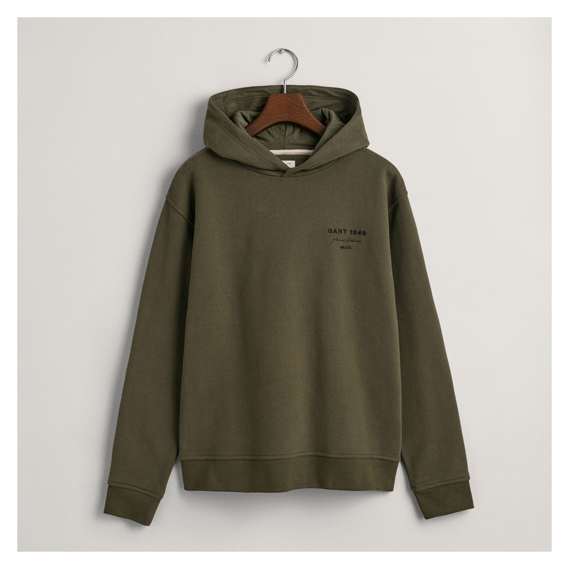 Dark Khaki Marl Graphic Script Relaxed Hoodie main product photo
