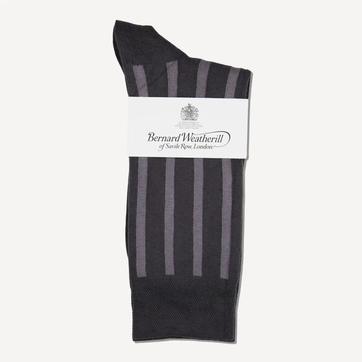 Bernard Weatherill Premium Large Stripe Socks in Gunmetal and Grey main product photo