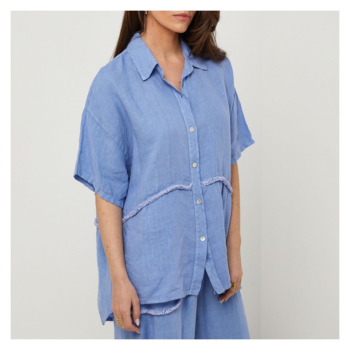 Blue Button Up Linen Shirt main product photo