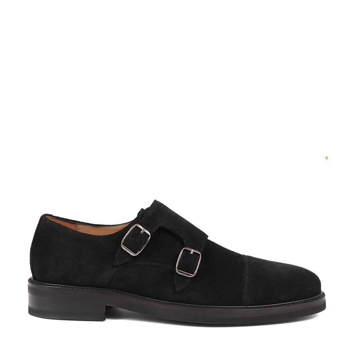 Men's Black Suede Oliver Double Strap Monk Shoes main product photo