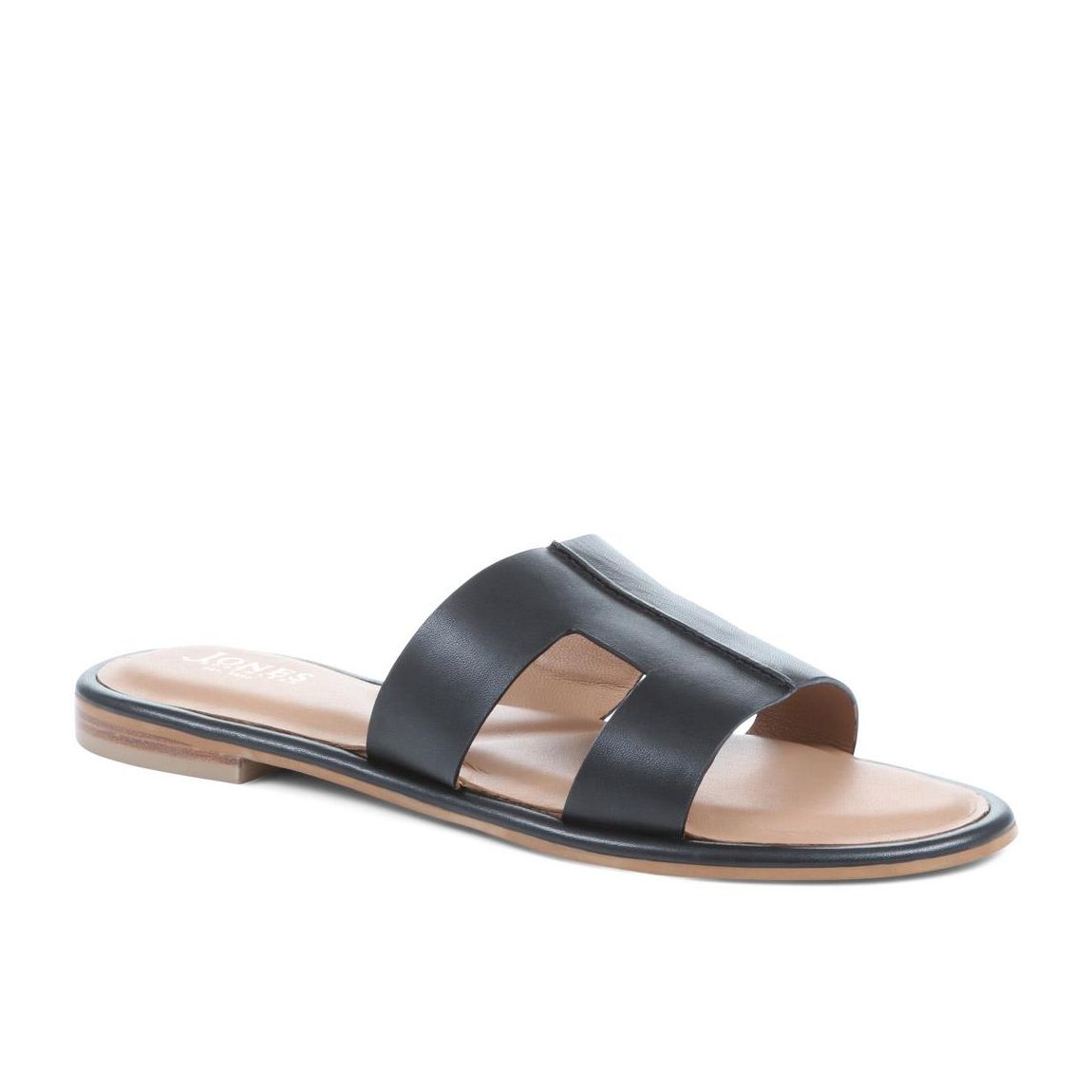 Women's Black Lilli Leather Flat Sandals main product photo