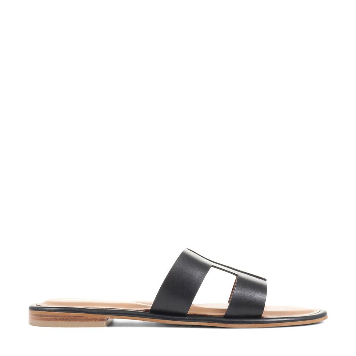 Women's Black Lilli Leather Flat Sandals main product photo