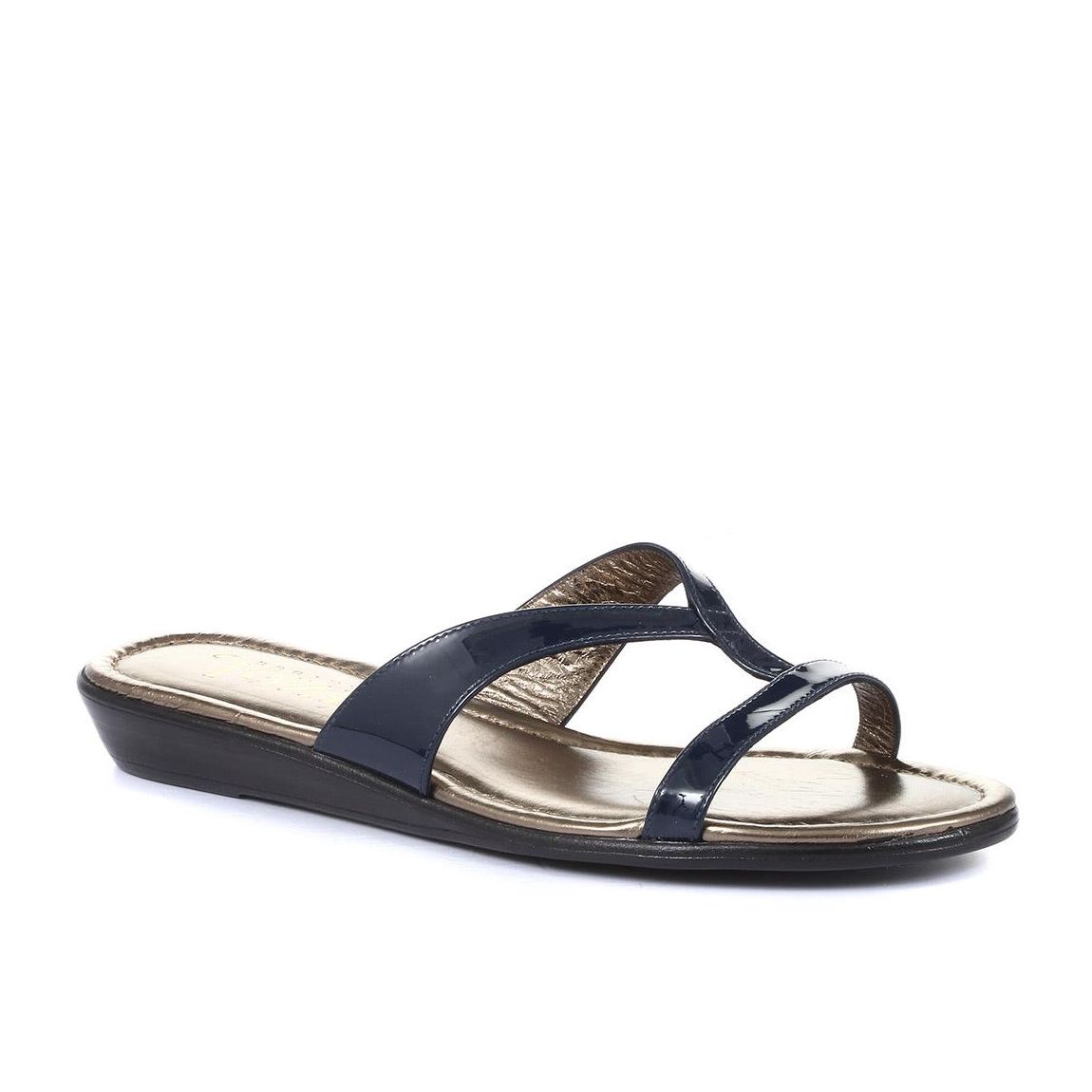 Women's Navy Patent Klevina Flat Sandals main product photo