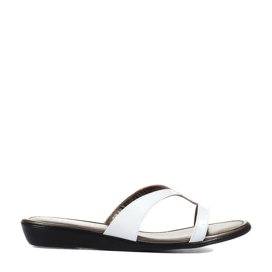 Women's White Klevina Leather Flat Sandals main product photo