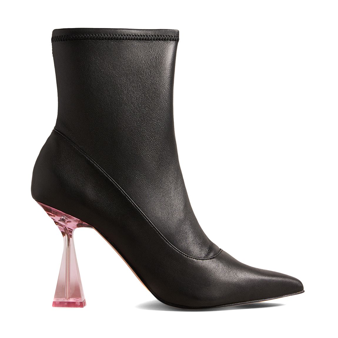 Black Liya Leather Heeled Ankle Boot main product photo