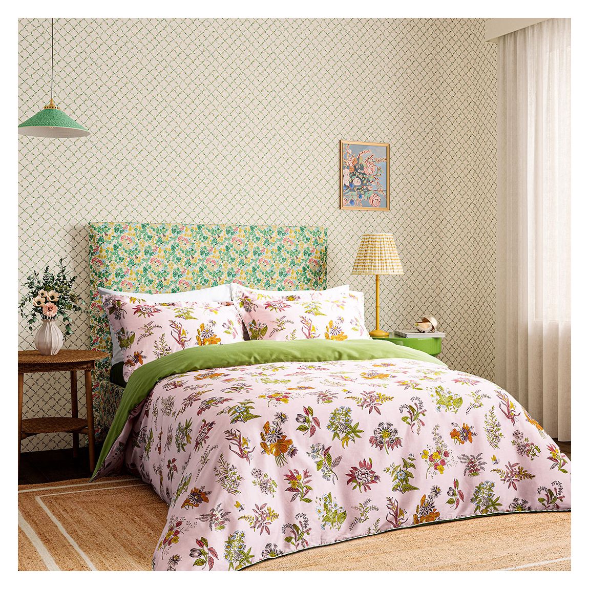 Woodland Floral King Duvet Cover Set, Rose & Peridot main product photo