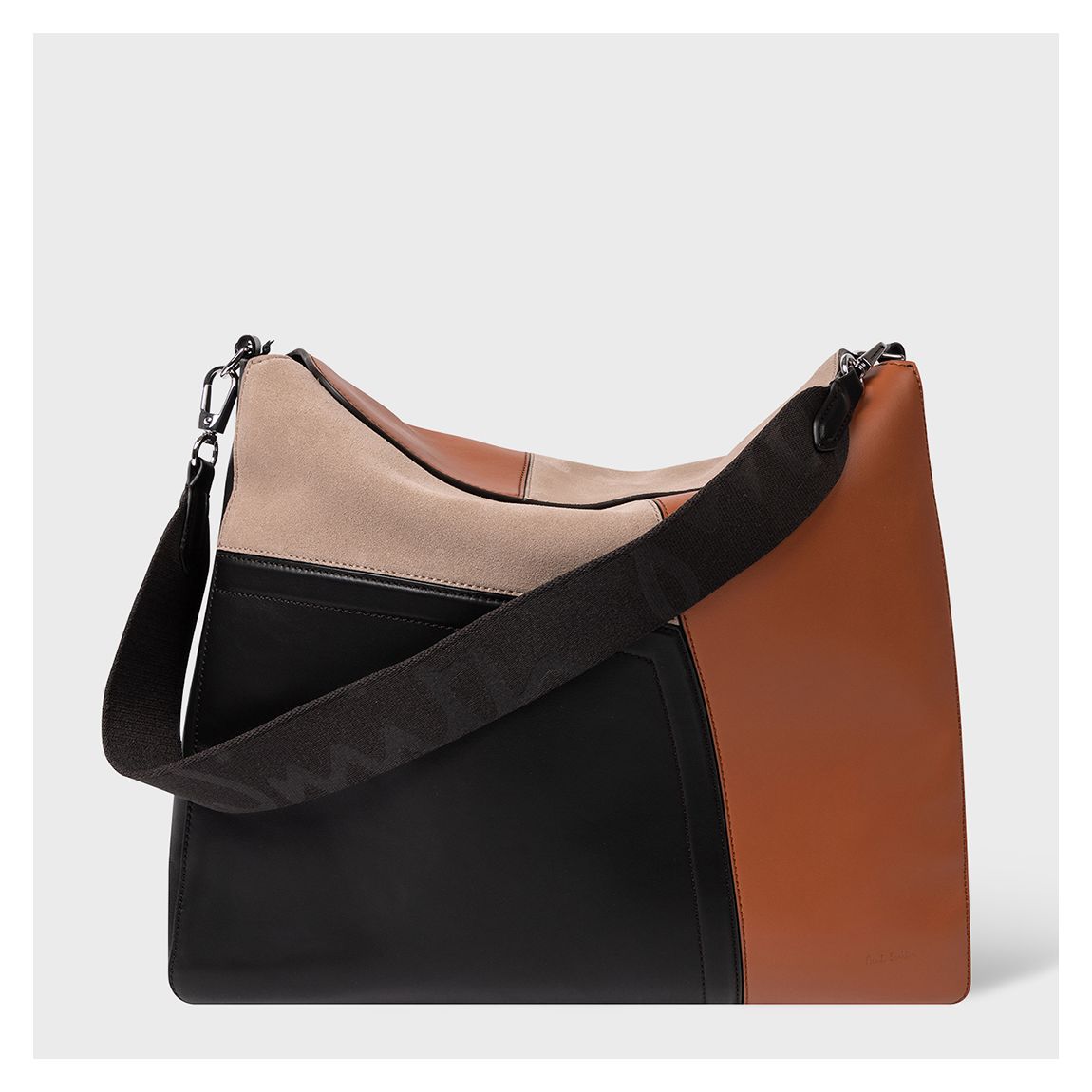 Brown/Beige Colourblock Leather Handbag main product photo
