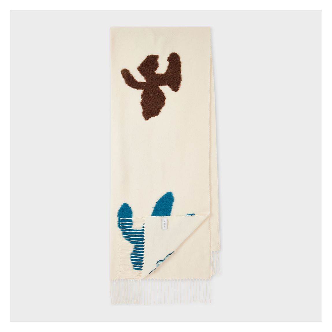 Ecru Floral Placement Wool Blend Scarf main product photo
