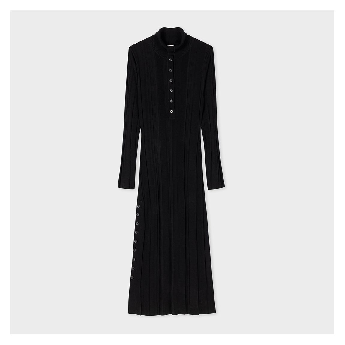 Black Pleated Button Detail Midi Dress main product photo