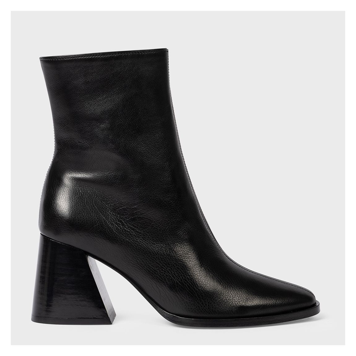 Black Flared Block Heeled Ankle Boot main product photo