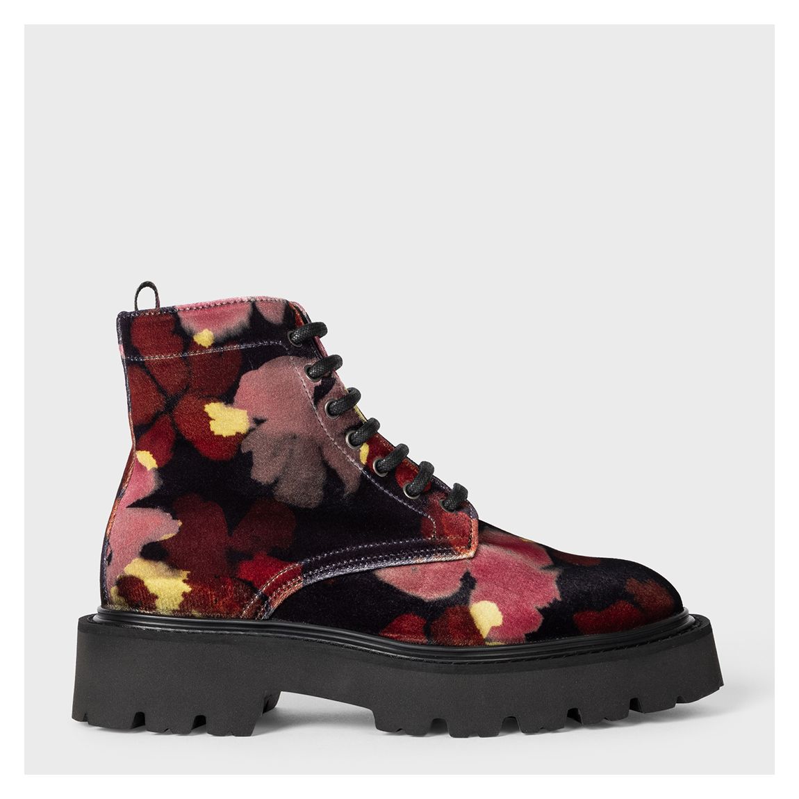 Burgundy Print Chunky Lace-Up Boot main product photo