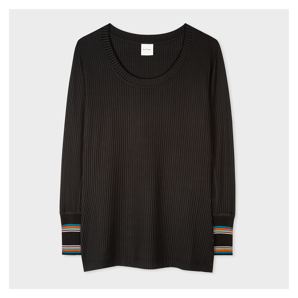 Black Ribbed Contrast Cuff Top main product photo
