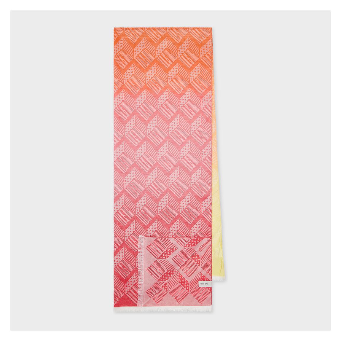 Red Geometric Print Silk Blend Scarf main product photo