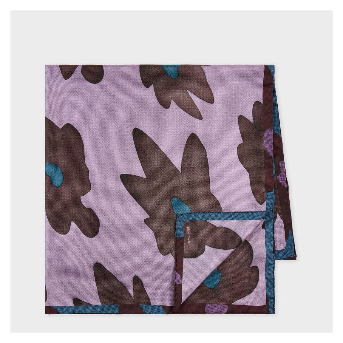 Purple Floral Print Silk Scarf main product photo