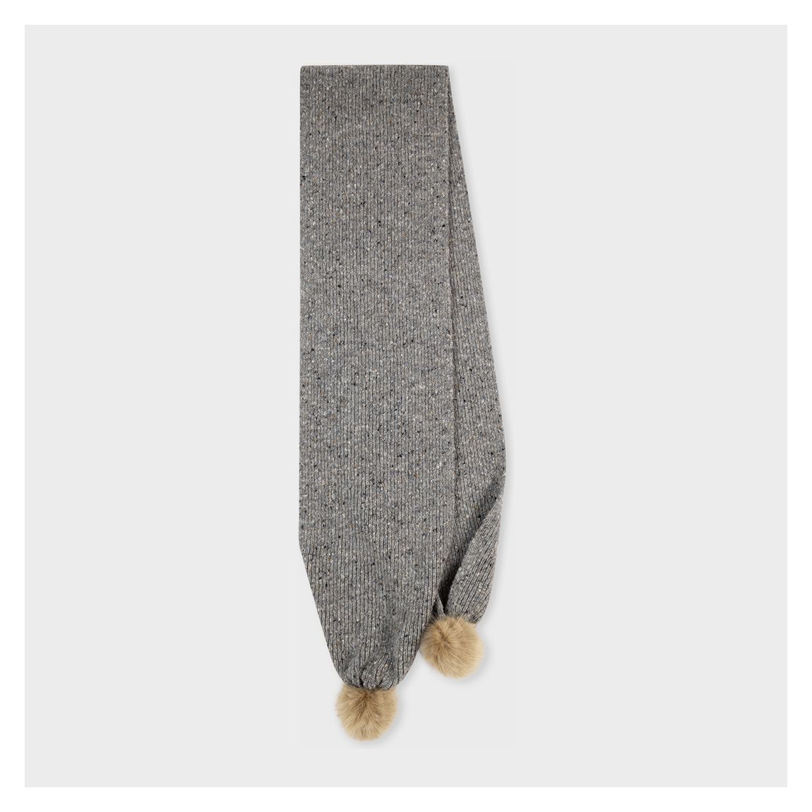 Grey Marl Bobble Detail Wool Scarf main product photo