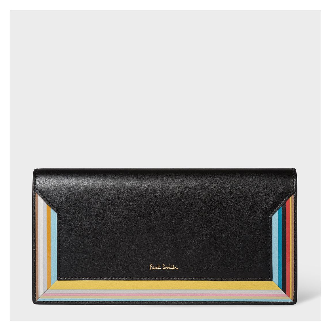 Black Leather Contrast Trim Clutch main product photo