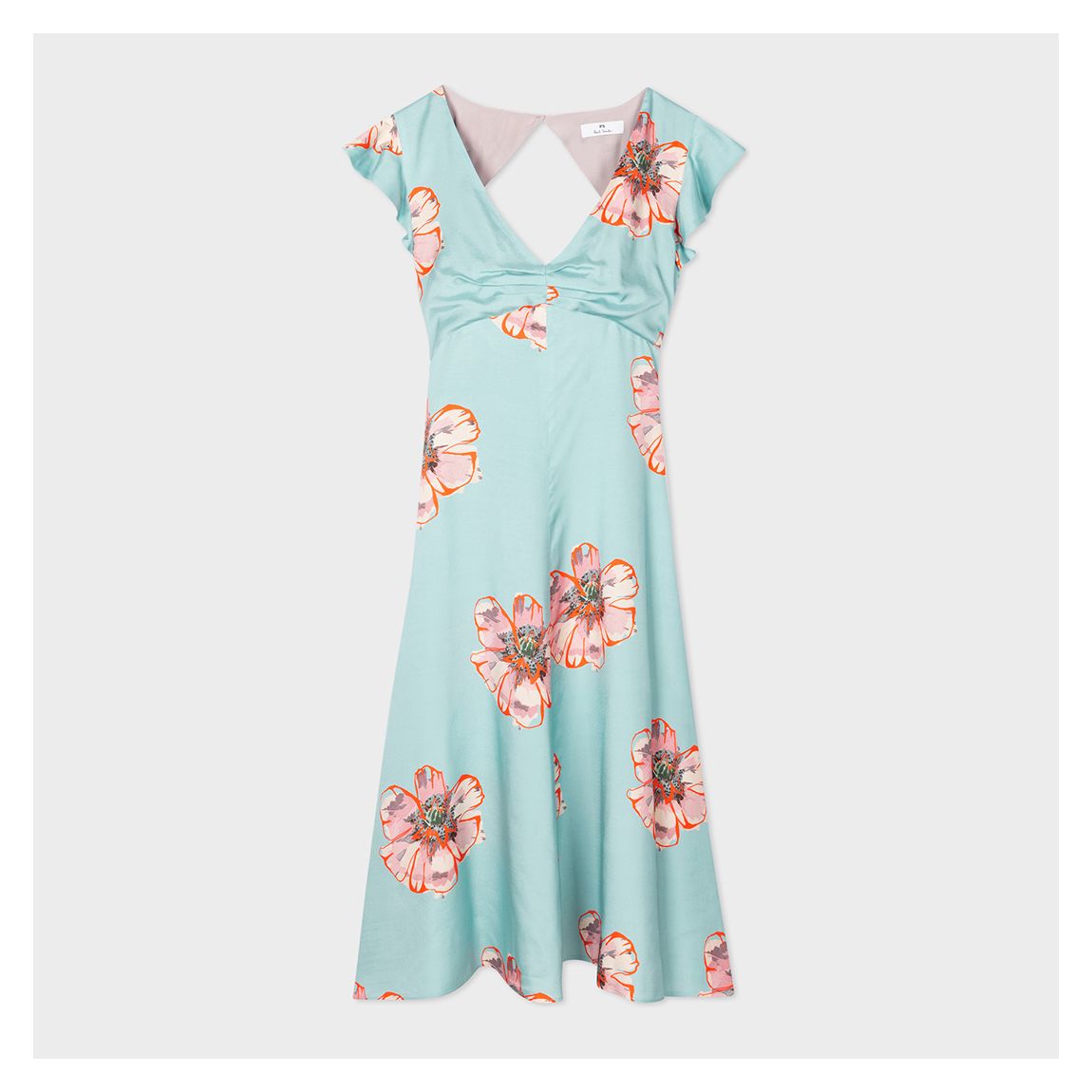 Aqua Floral Flutter Cap Dress main product photo