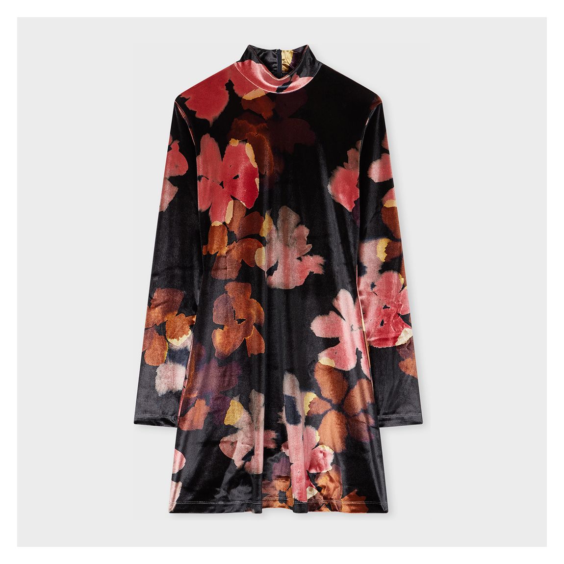 Black Mock Neck Floral Shift Dress main product photo