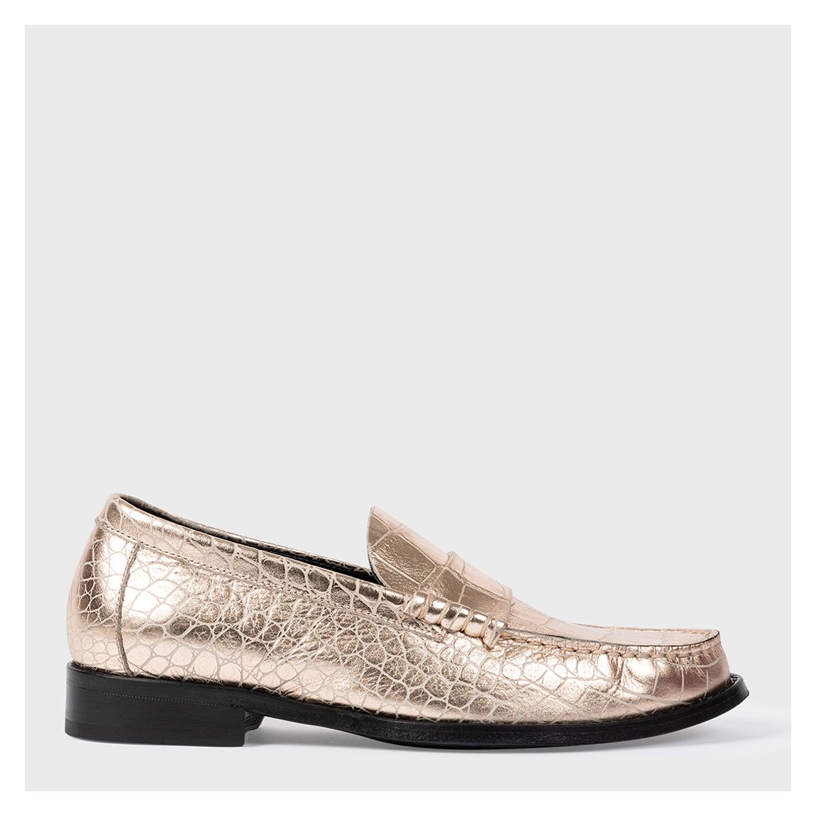 White Gold Croc Effect Loafers main product photo