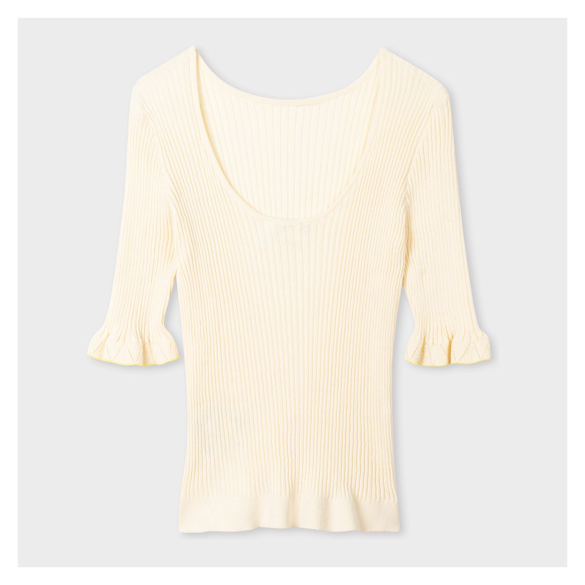 Ecru Ribbed Scoop Neck Top main product photo