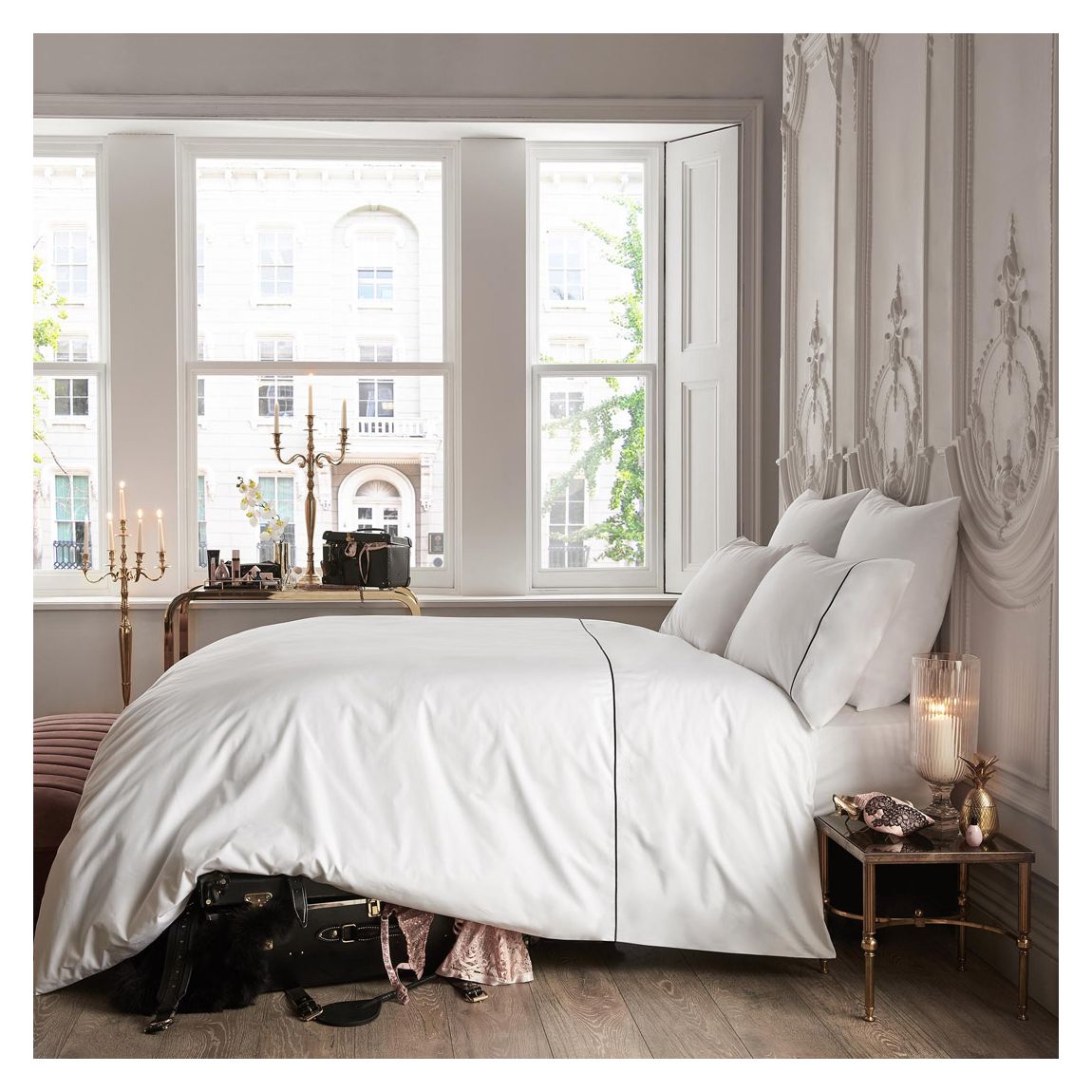 Lucien White Double Duvet Cover, White main product photo