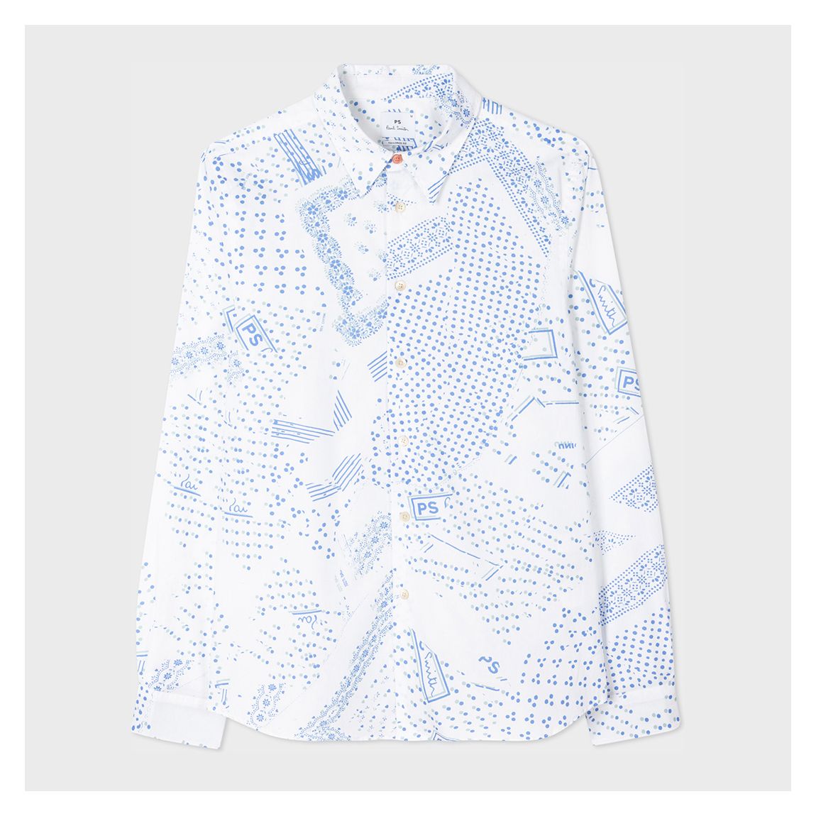 White Printed Tailored Fit Shirt main product photo