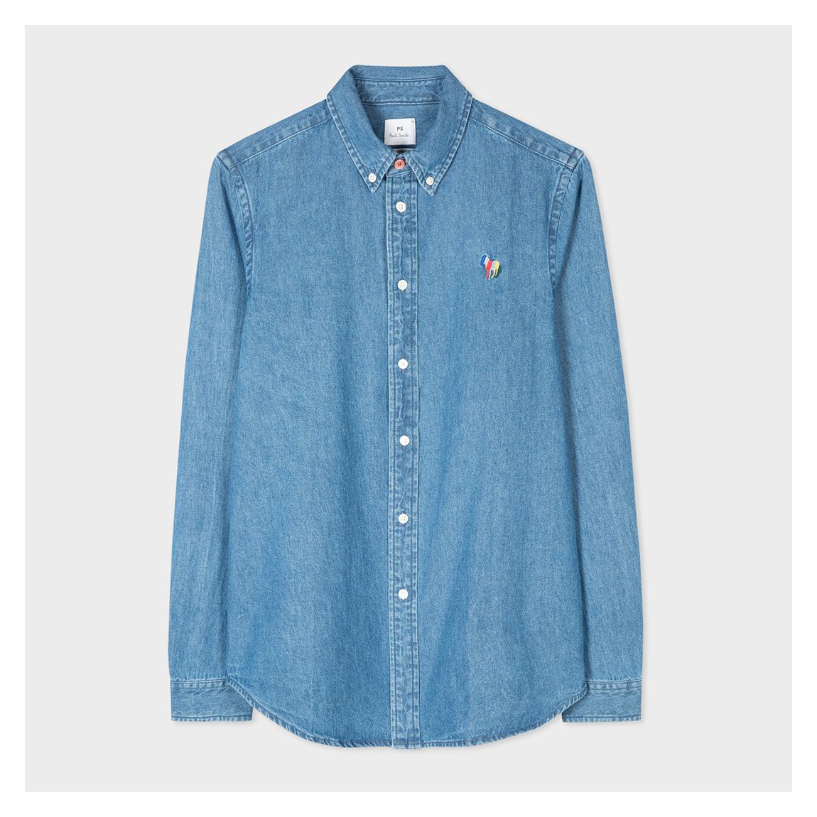 Light Blue Long Sleeve Tailored Fit Denim Shirt main product photo
