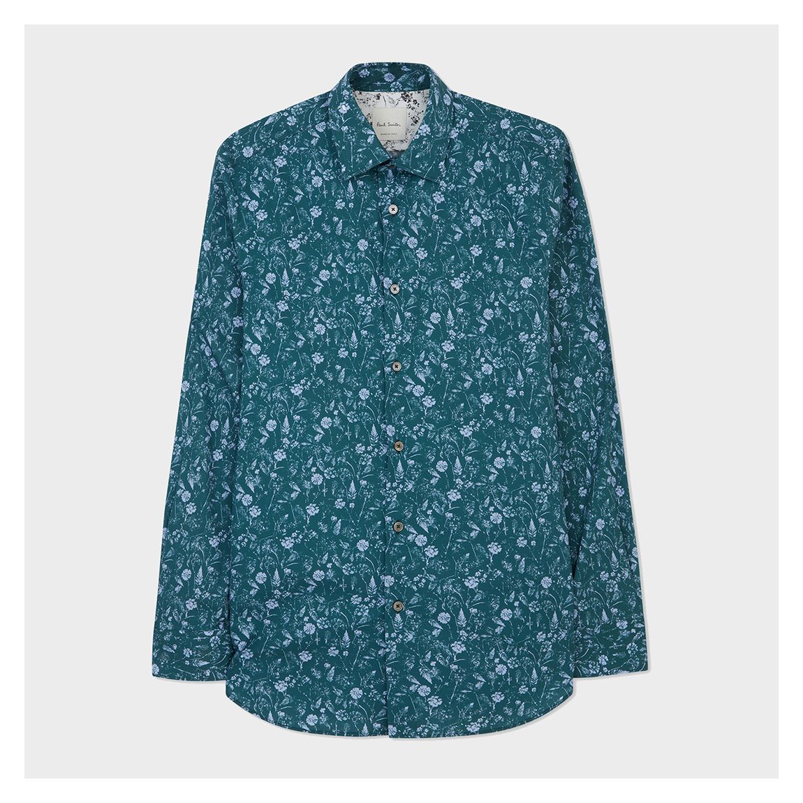 Teal Floral Cotton Tailored Fit Shirt main product photo