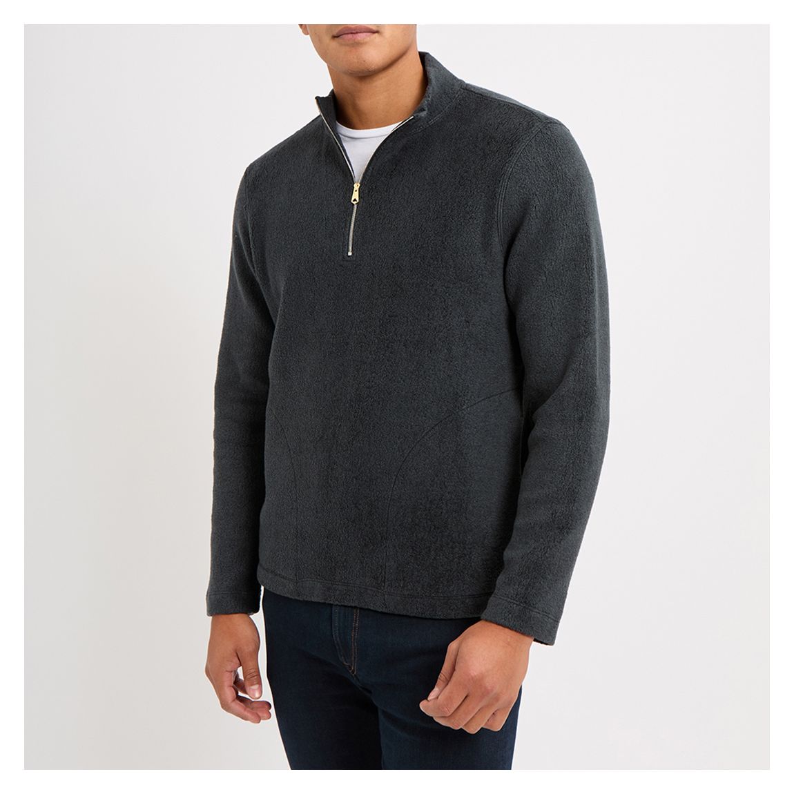 Grey Quarter Zip Wool Blend Sweatshirt main product photo