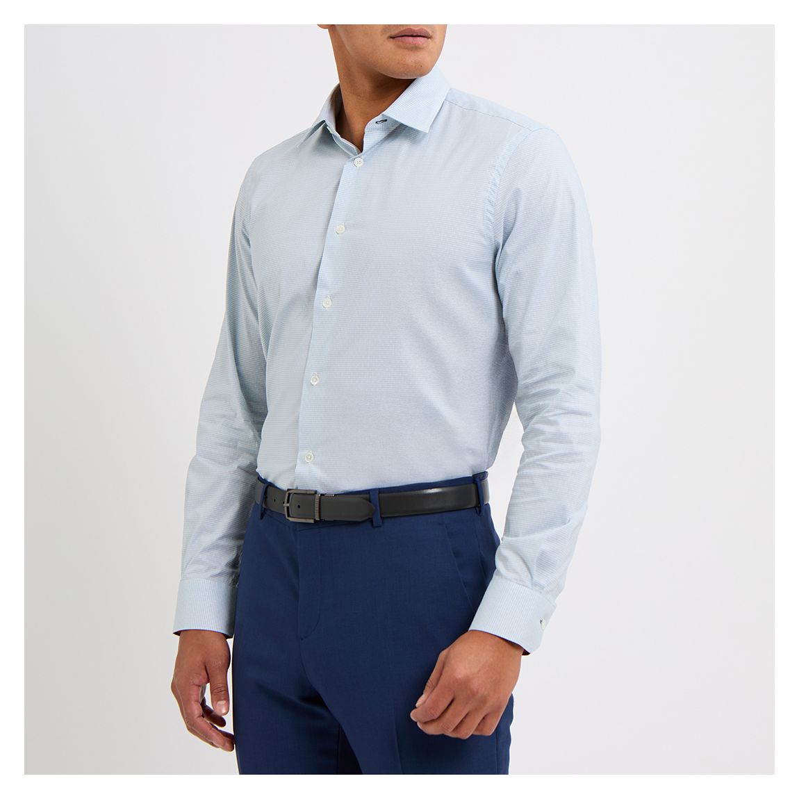 Blue Tailored Fit Cotton Shirt main product photo