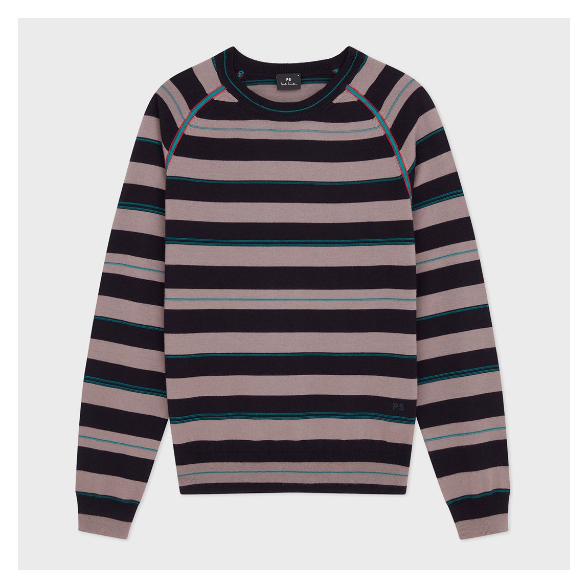 Black/Taupe Stripe Crew Neck Sweater main product photo