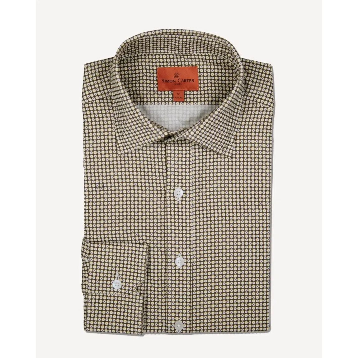 Simon Carter Navy and White Tailored Fit Circle Shirt main product photo
