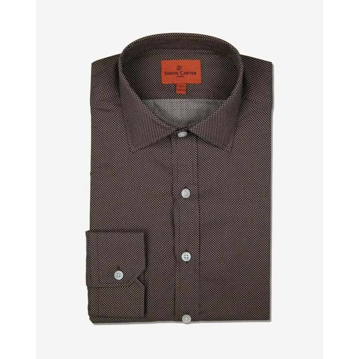 Simon Carter Brown and White Spotted Tailored Fit Shirt main product photo