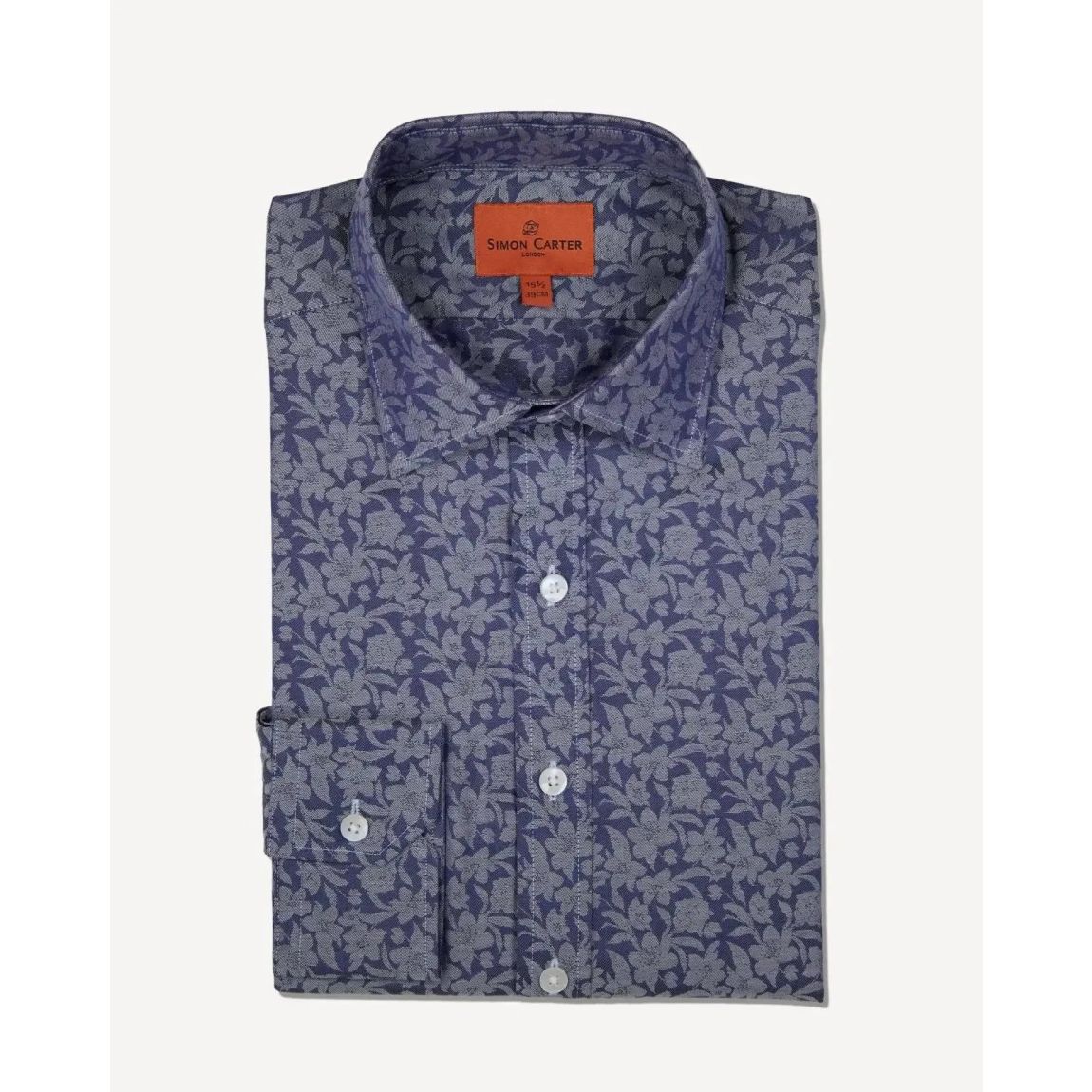 Simon Carter Tailored Fit Blue Floral Shirt - Stylish and Comfortable main product photo
