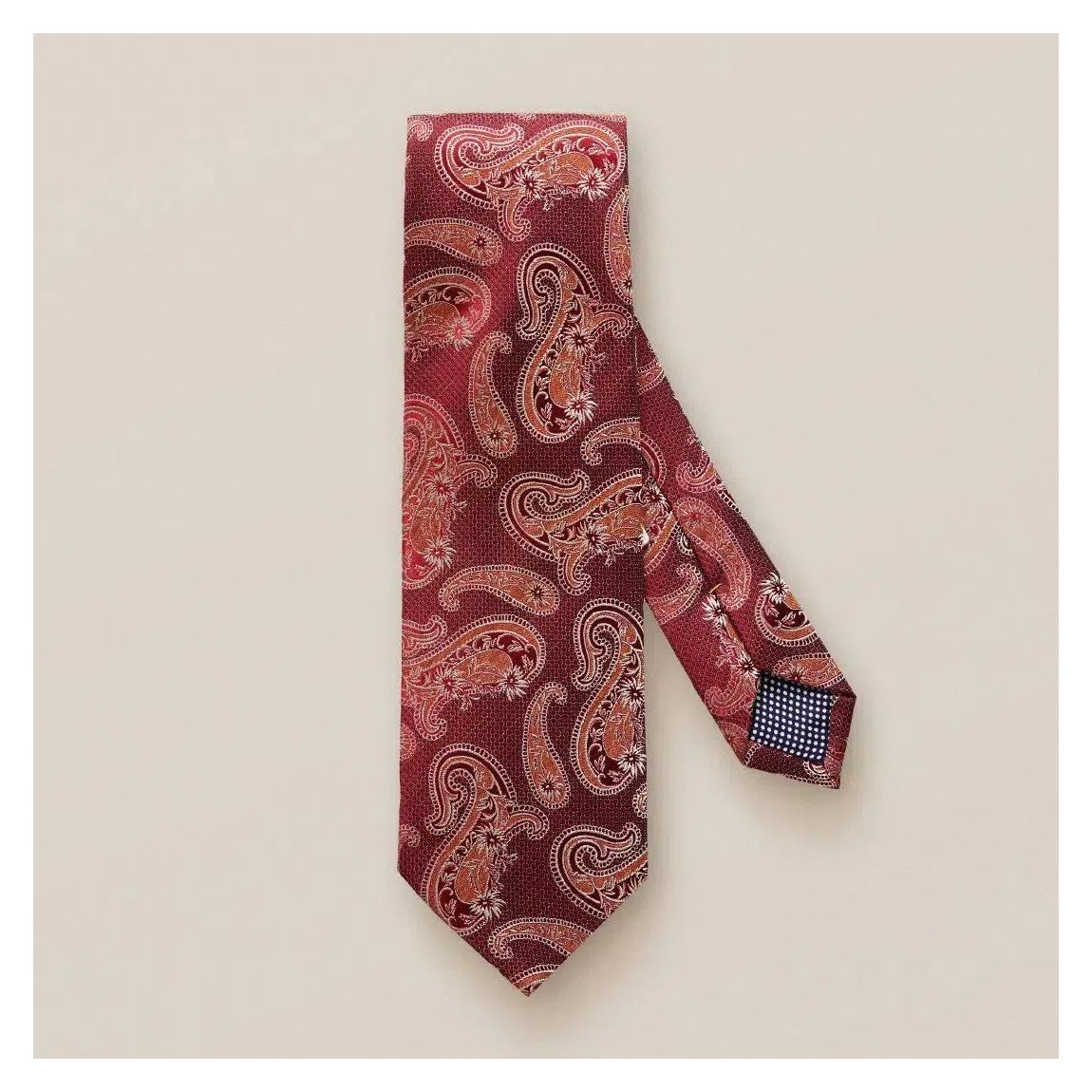 Eton Dark Red Silk and Linen Paisley Pattern Tie for Men main product photo