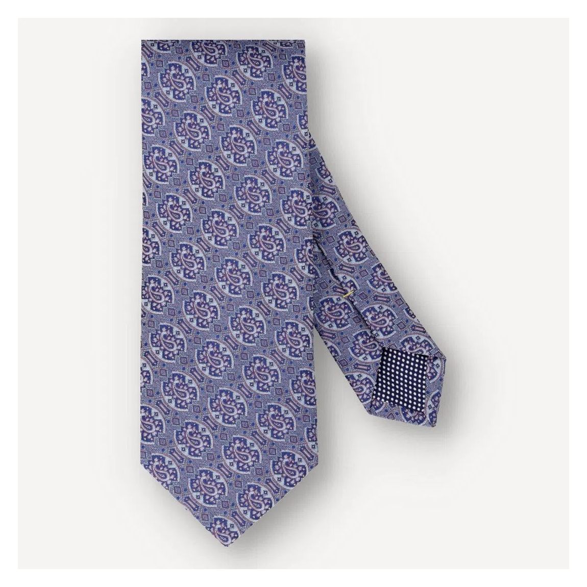 Eton Mid Blue Geometric Paisley Classic Silk Tie main product photo