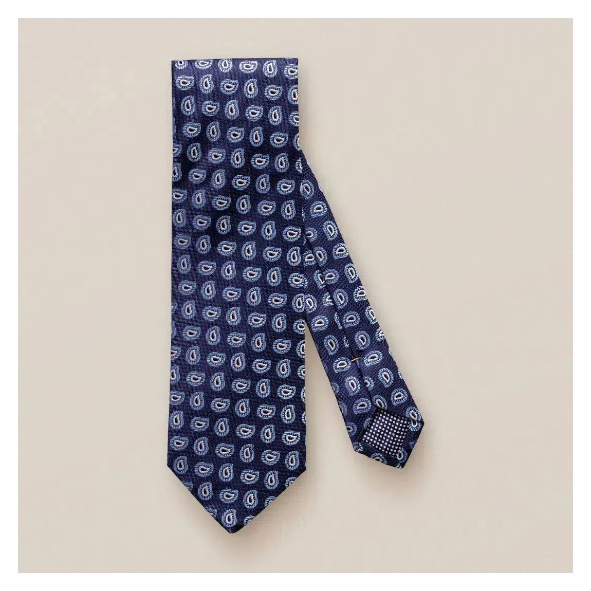 Eton Navy Blue Silk Tie with Simple Paisley Pattern main product photo