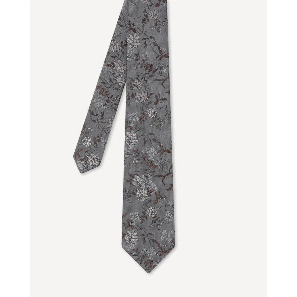 Charlie Allen Silver Floral Tie - Elegant Woven Silk Design main product photo