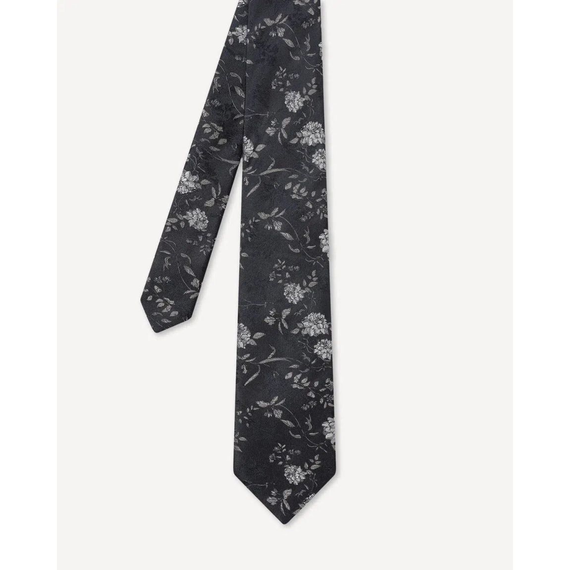 Charlie Allen Navy Floral Silk Tie - Elegant Woven Design main product photo