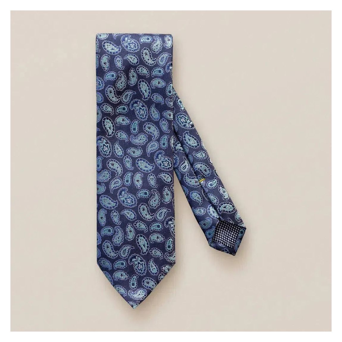Eton Navy Blue and Green Silk Paisley Pattern Tie for Men main product photo