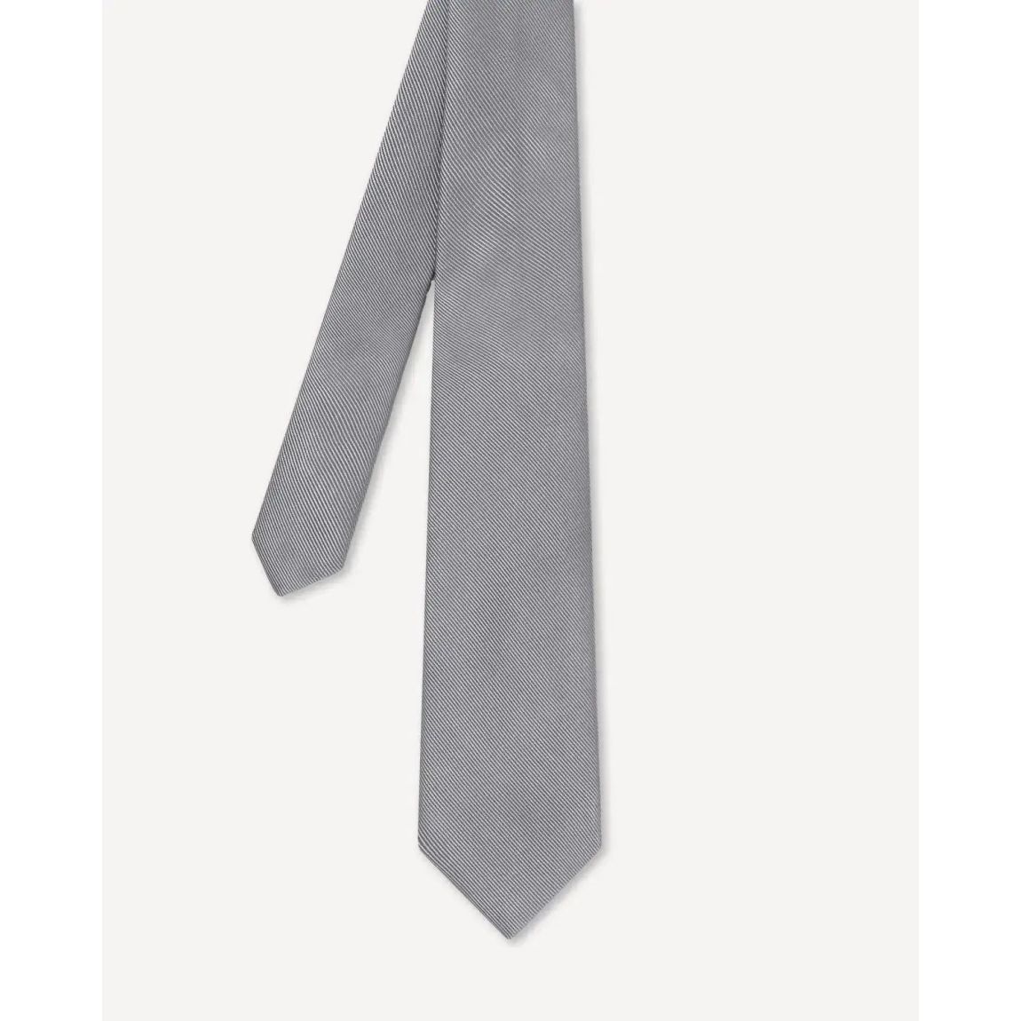 Luxury Silver Woven Twill Tie by Charlie Allen - 100% Silk main product photo