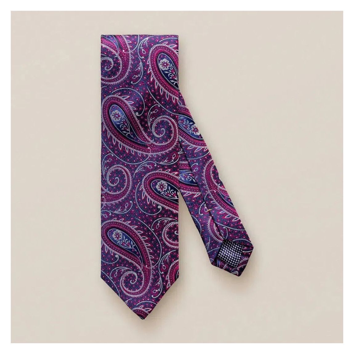 Eton Dark Red and Purple Silk Embroidered Paisley Tie for Men main product photo