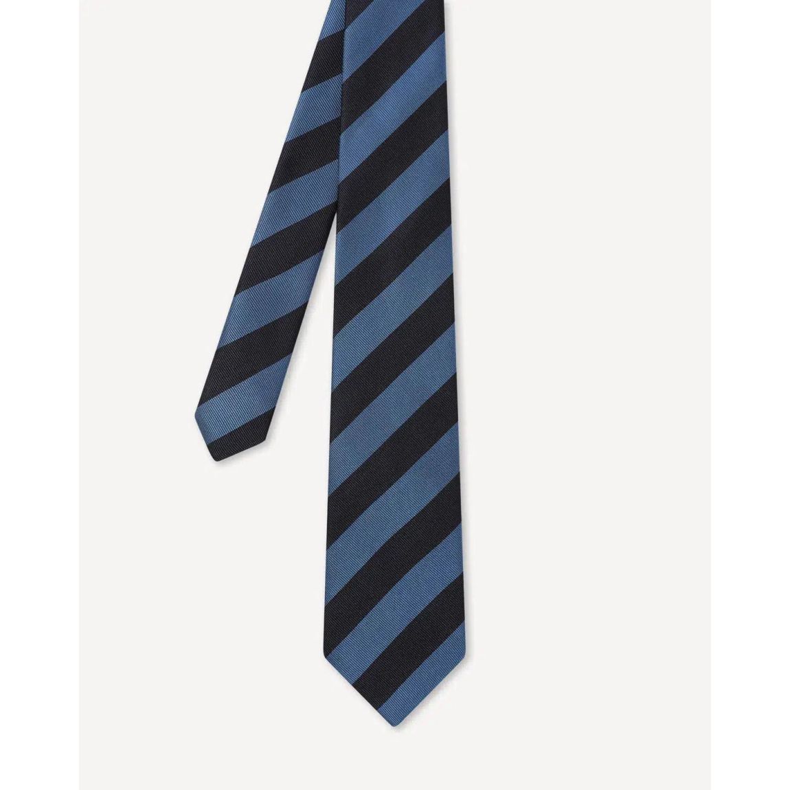 Charlie Allen Luxury Navy Blue Woven Club Stripe Tie main product photo