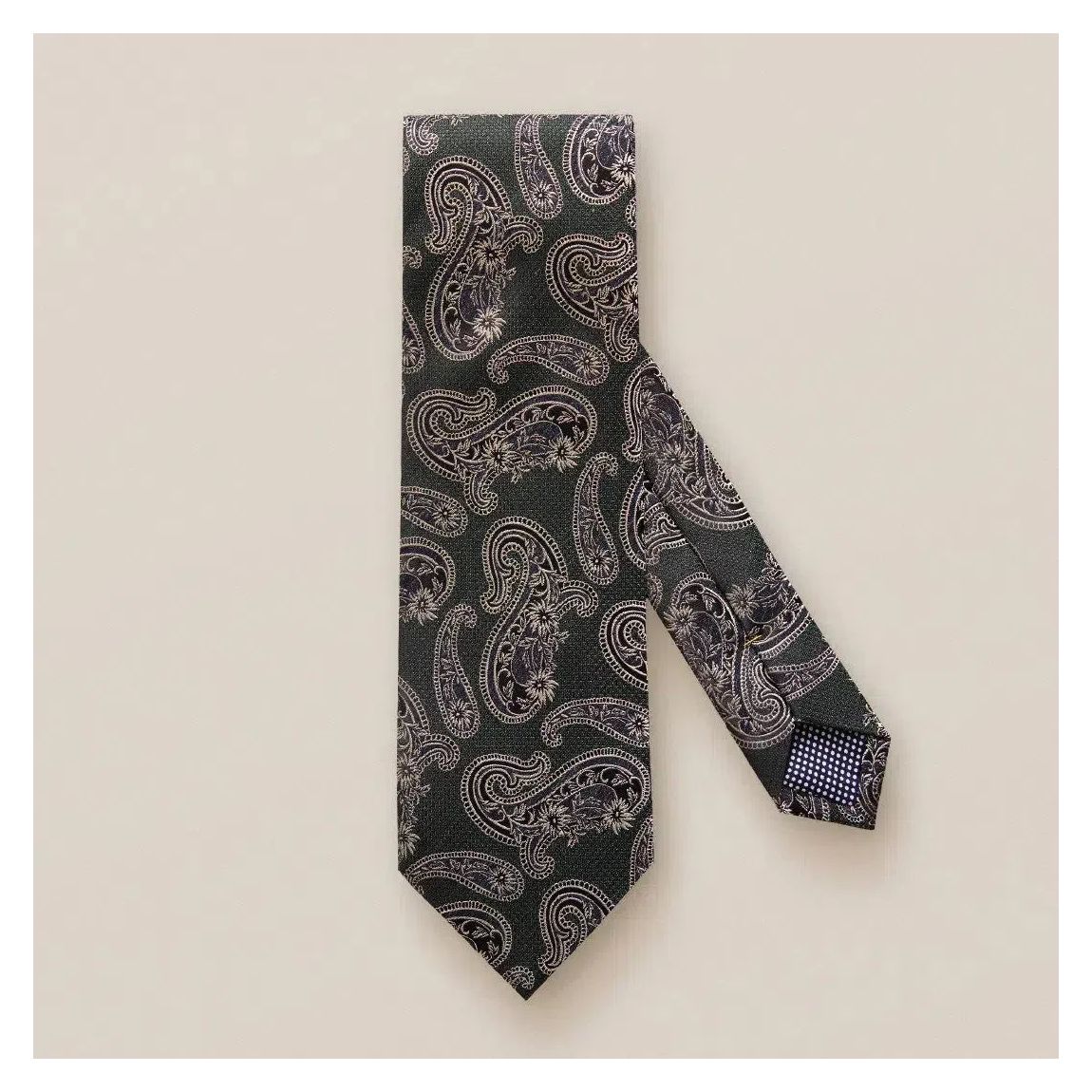 Eton Dark Green Silk and Linen Blend Paisley Tie for Timeless Elegance main product photo