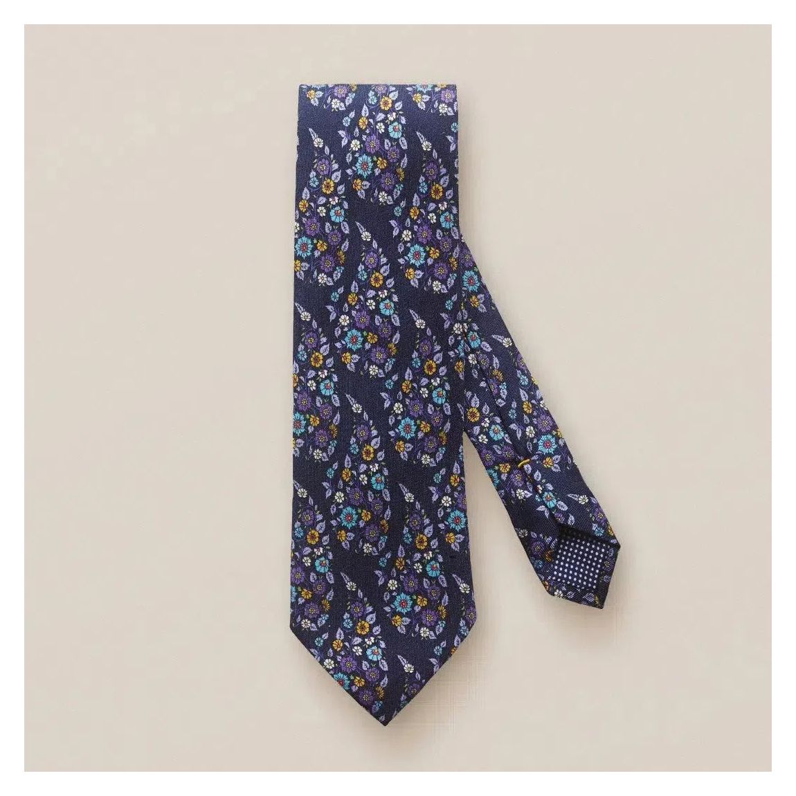 Eton Navy Blue Silk Floral Paisley Tie for Classic Elegance main product photo
