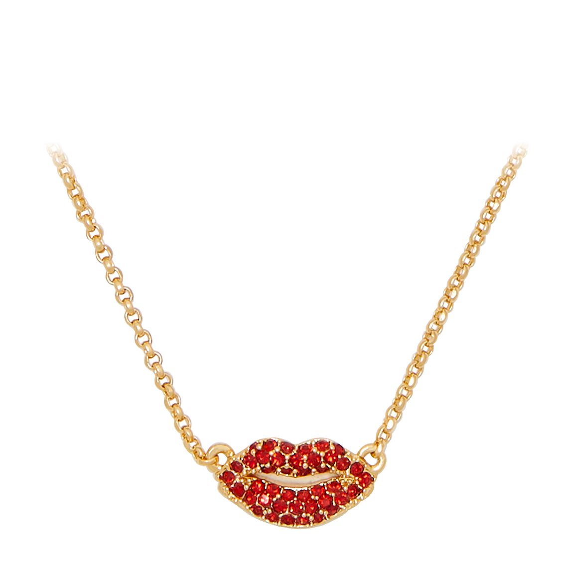 Gold Red Lips Mini Pendant Necklace main product photo