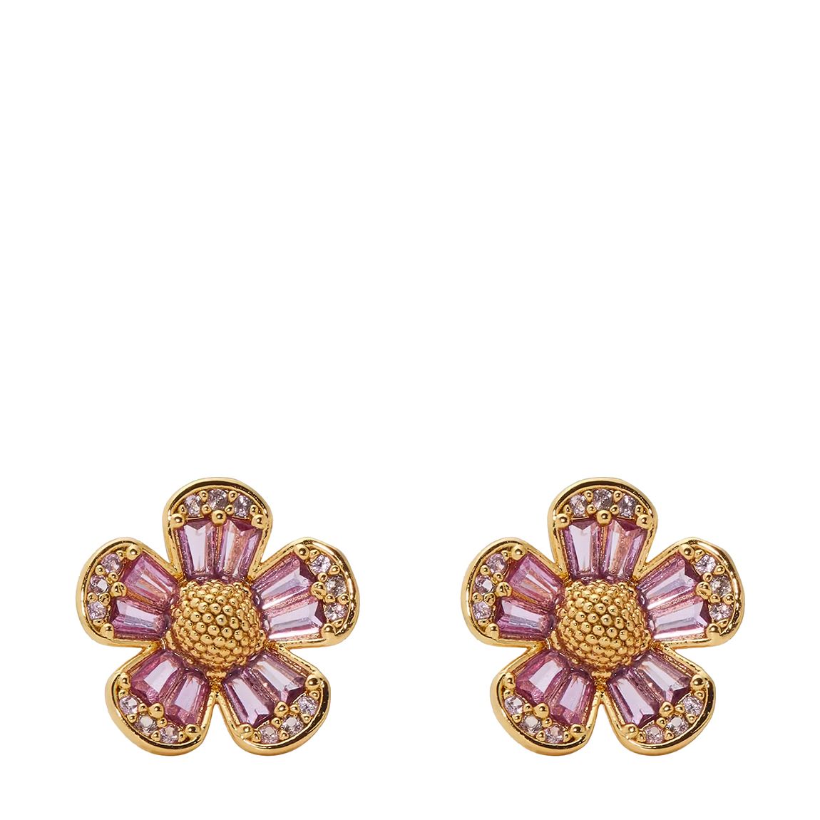 Gold Pink Flower Stud Earrings main product photo