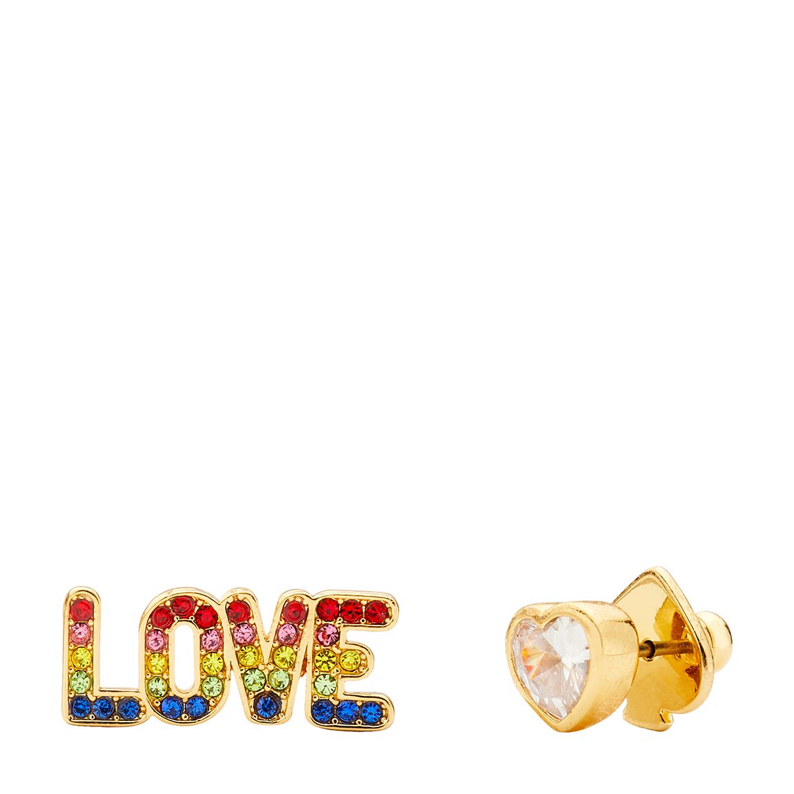 Gold LOVE Asymmetrical Stud Earrings main product photo