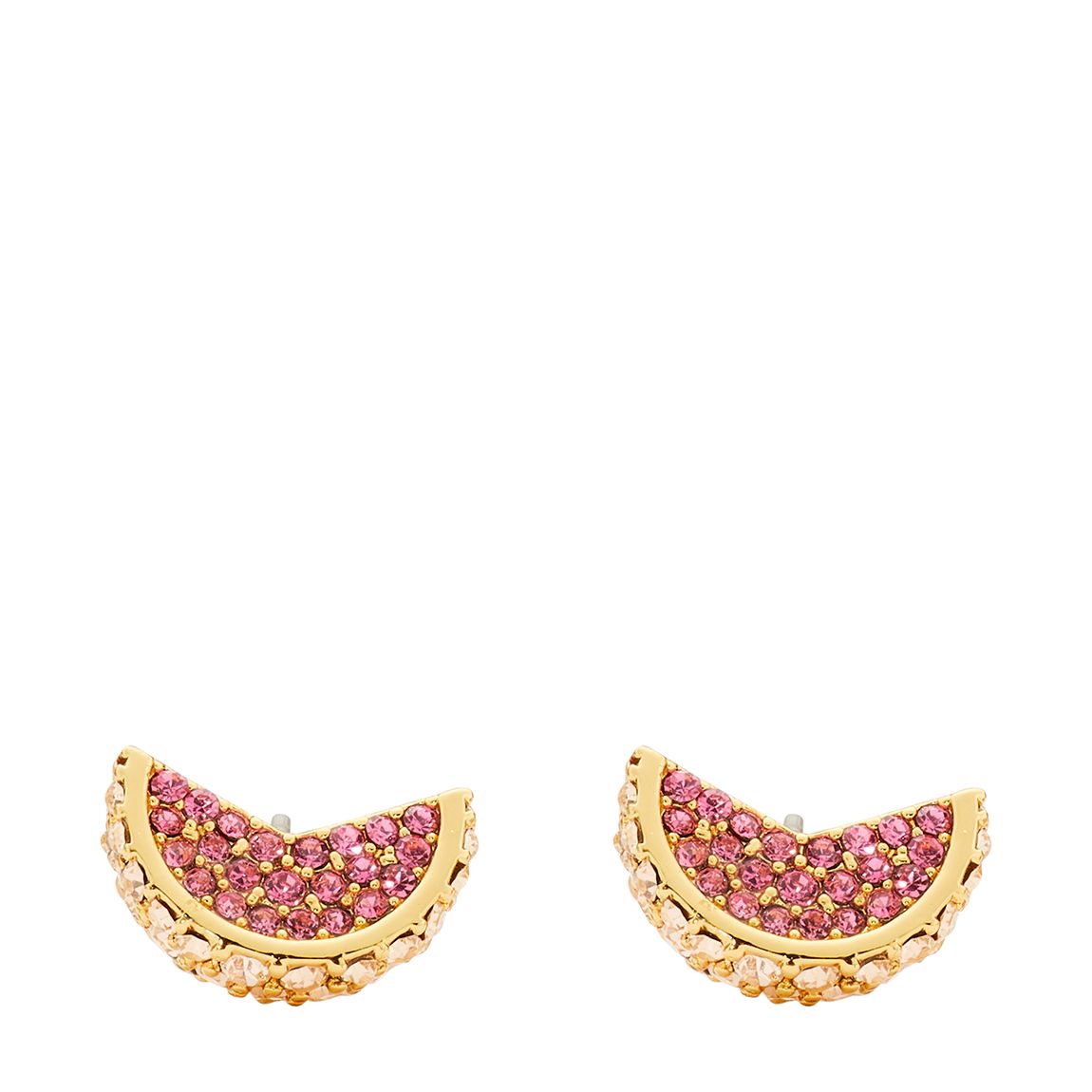 Gold Pink Grapefruit Pave Stud Earrings main product photo